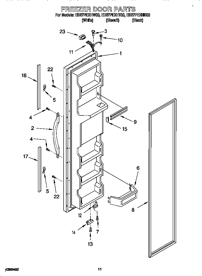 Whirlpool ED27PEXHB00 freezer door diagram