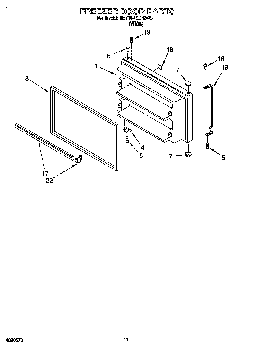 Whirlpool 6ET19PKXHW00 freezer door diagram