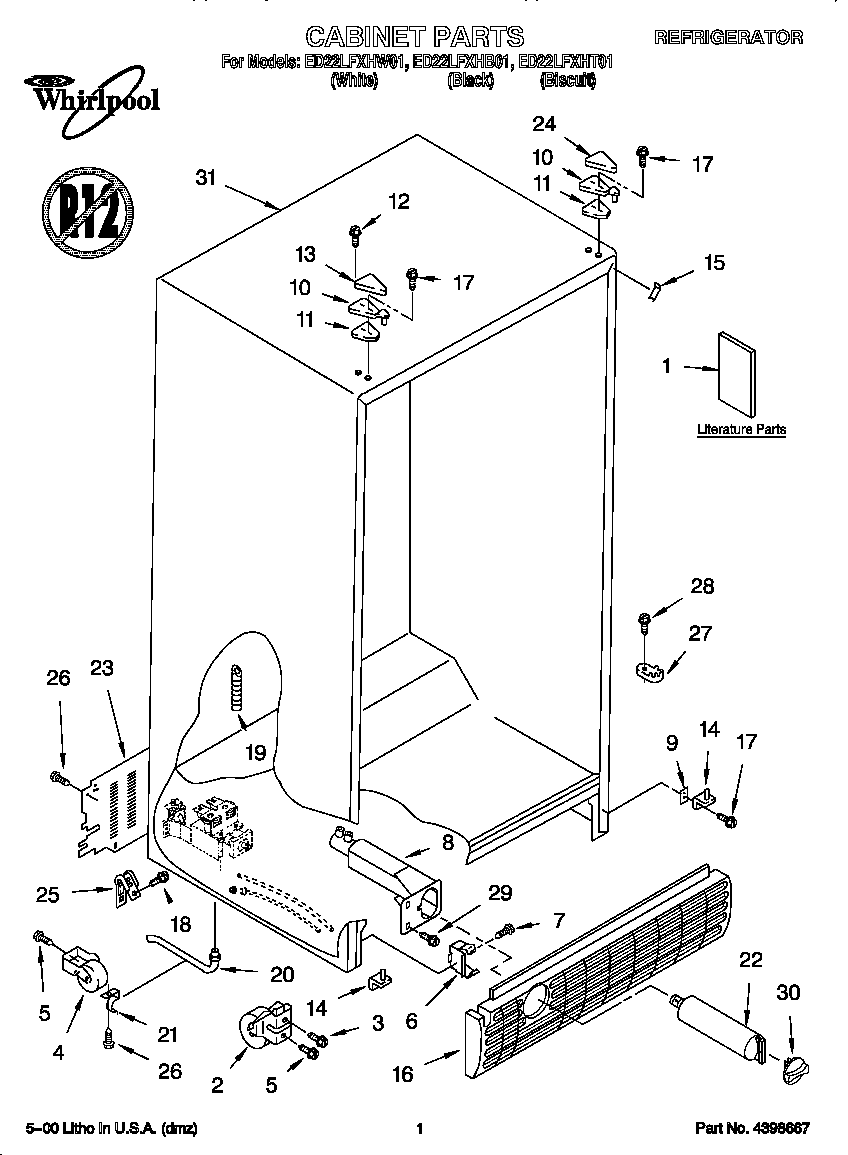 Whirlpool ED22LFXHT01 cabinet diagram