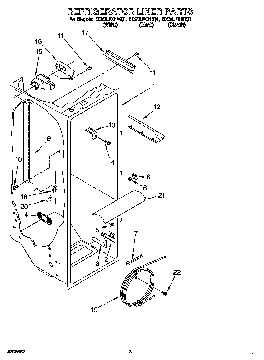 Whirlpool ED22LFXHT01 refrigerator liner diagram