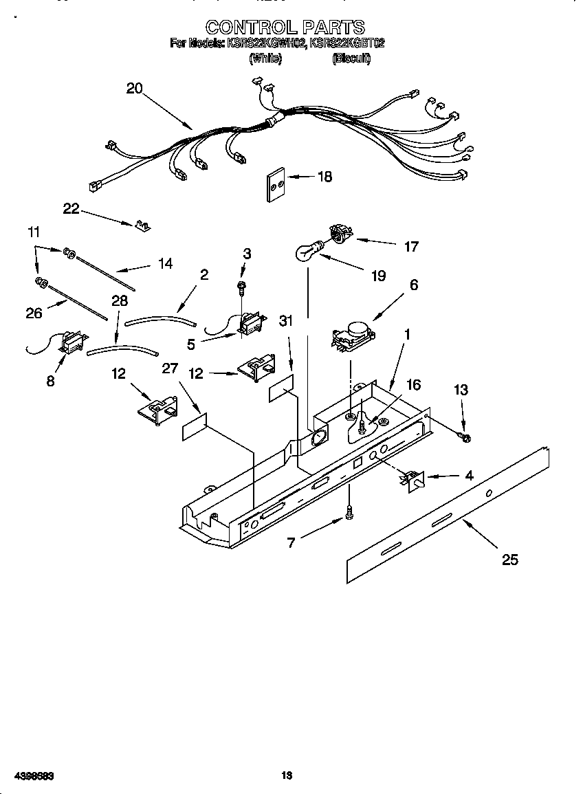 KitchenAid KSRS22KGBT02 control diagram