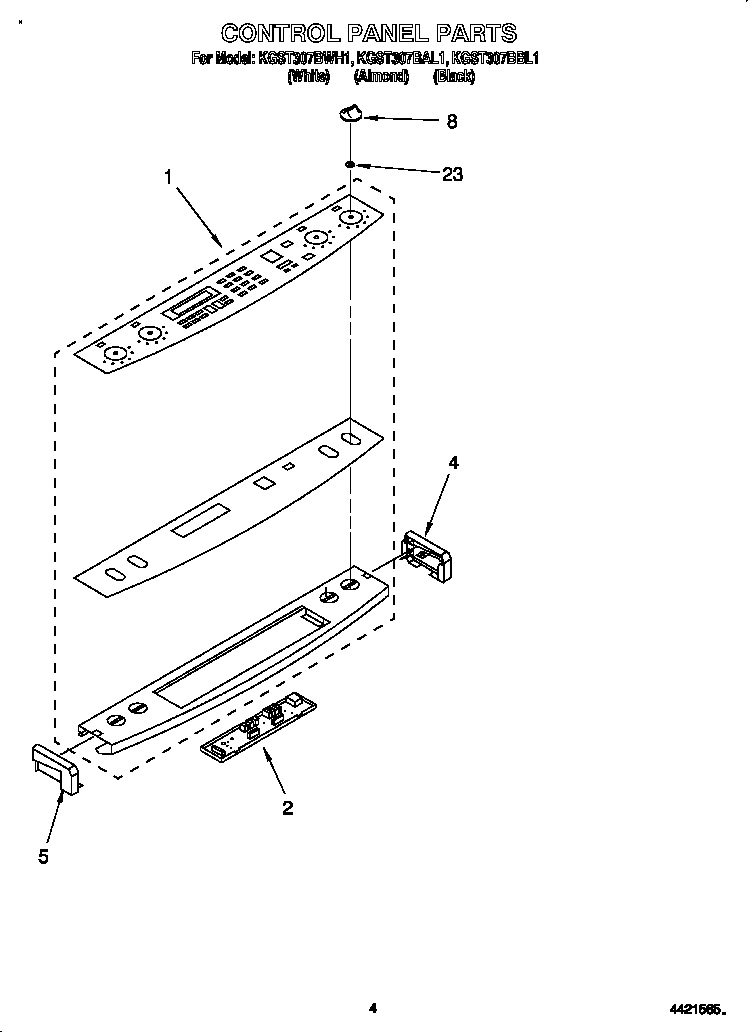 KitchenAid KGST307BAL1 control panel diagram