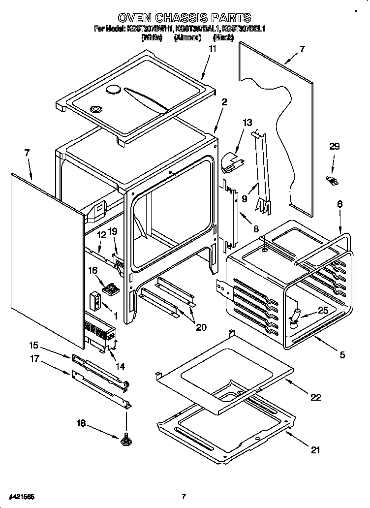 KitchenAid KGST307BAL1 oven chassis diagram