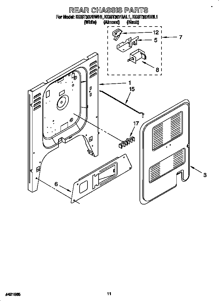 KitchenAid KGST307BAL1 rear chassis diagram