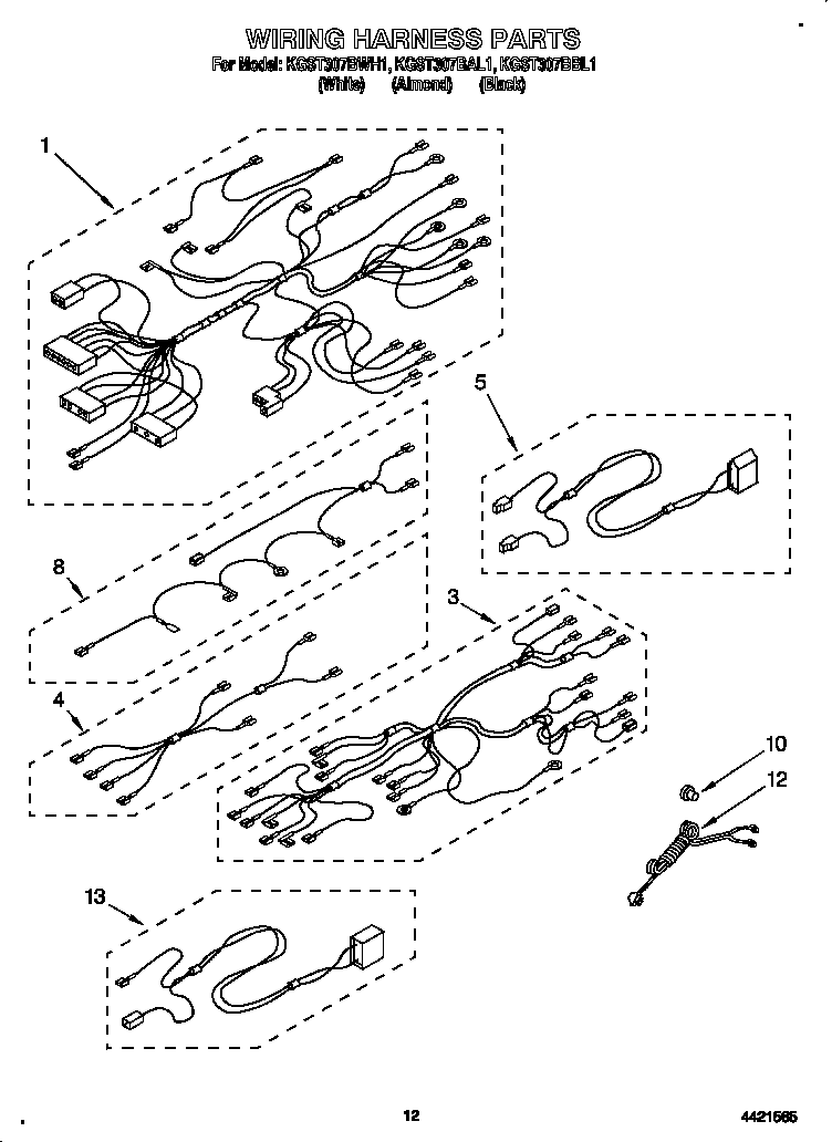 KitchenAid KGST307BAL1 wiring harness diagram
