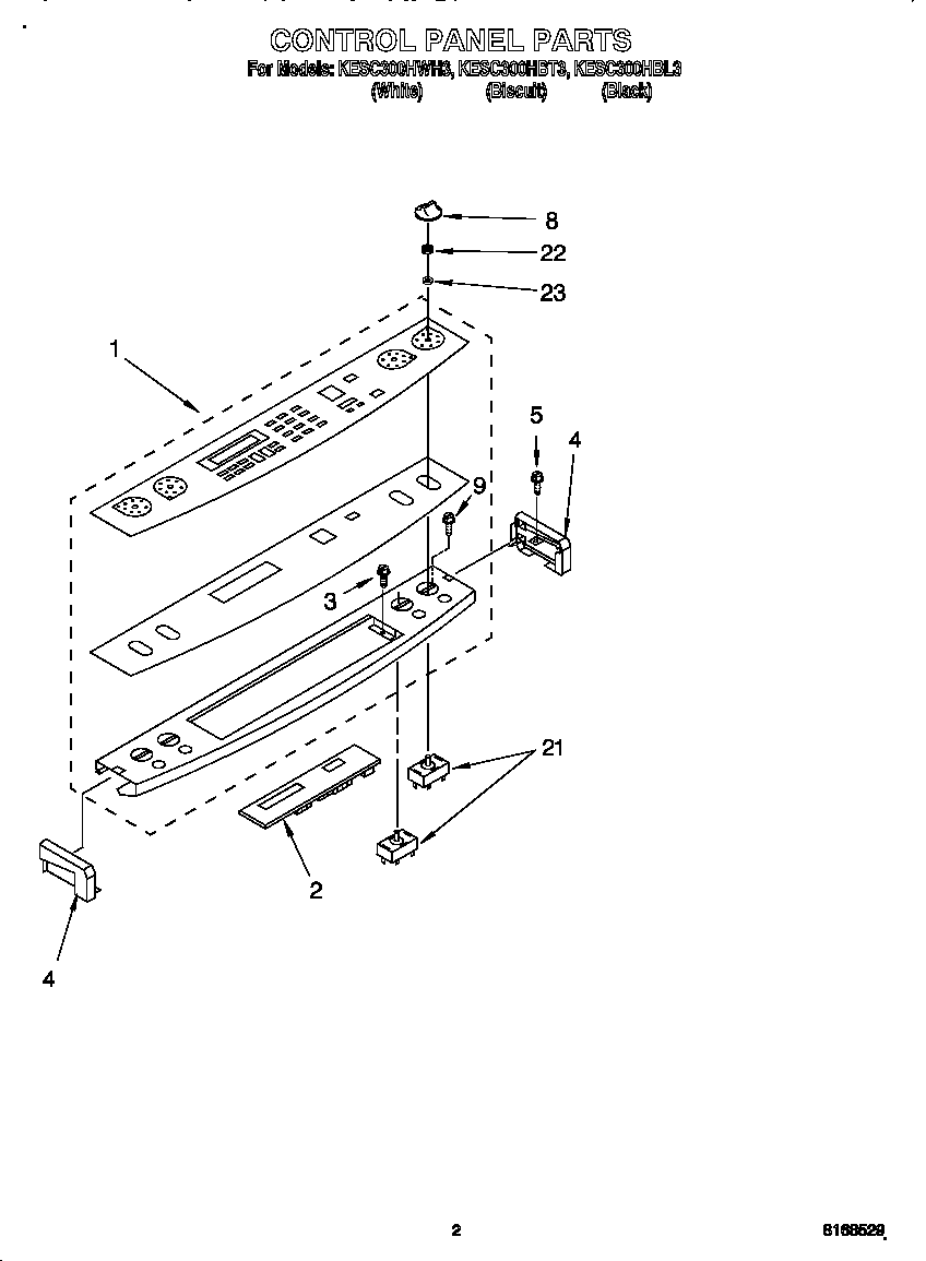 KitchenAid KESC300HWH3 control panel diagram
