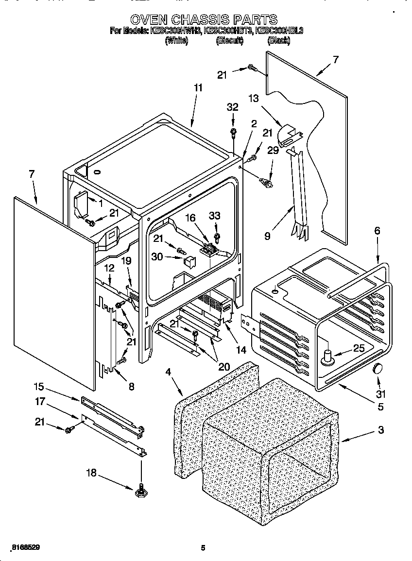 KitchenAid KESC300HWH3 oven chassis diagram