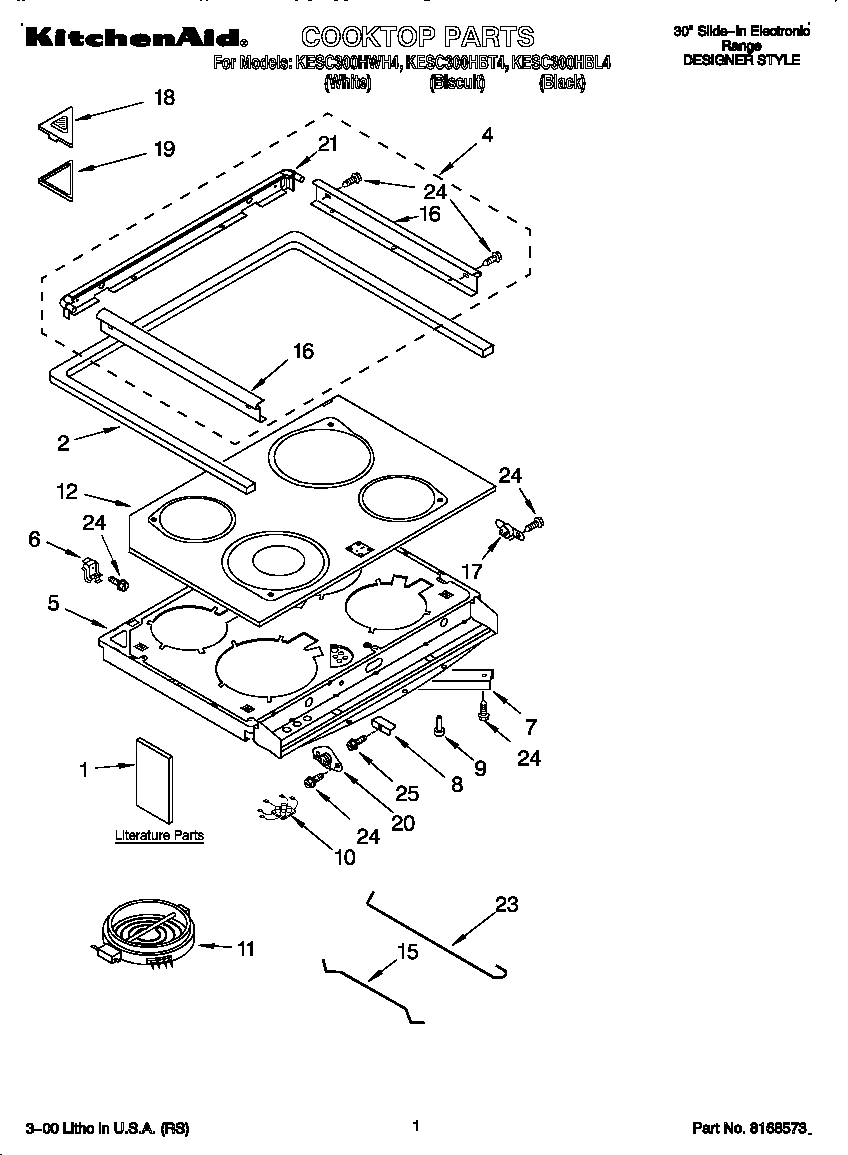 KitchenAid KESC300HBT4 cooktop diagram