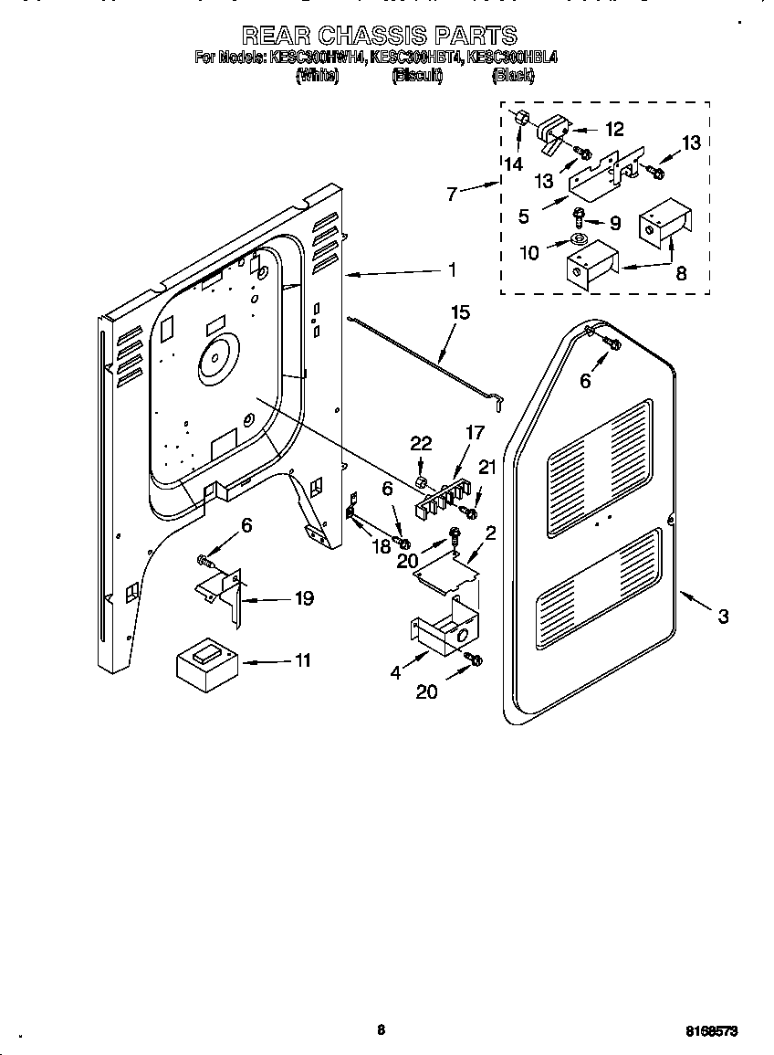 KitchenAid KESC300HBT4 rear chassis diagram