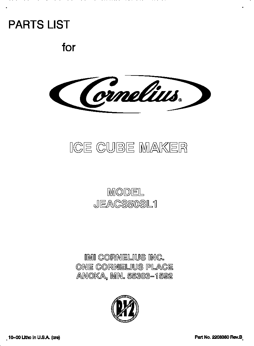 Whirlpool JEACS50SL1 front cover diagram