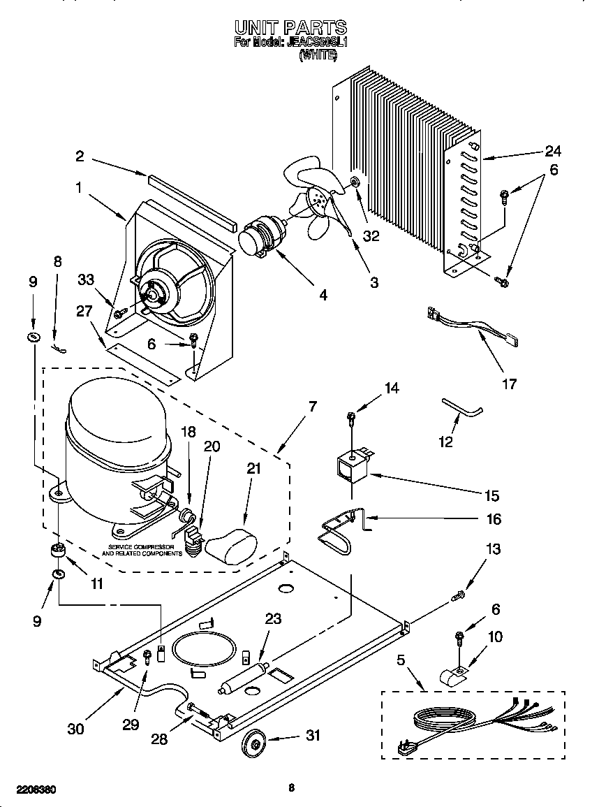 Whirlpool JEACS50SL1 unit diagram