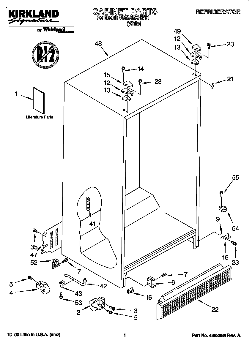 Kirkland SS25AEXHW01 cabinet diagram