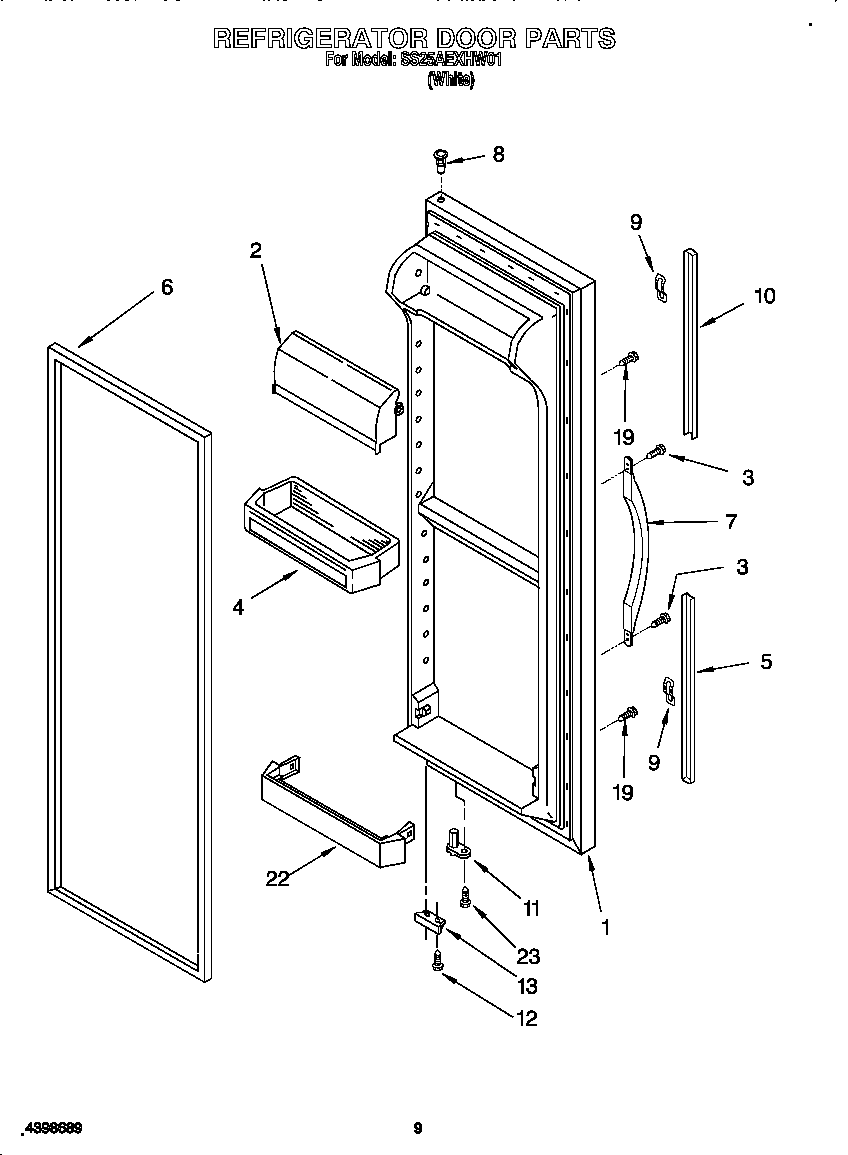 Kirkland SS25AEXHW01 refrigerator door diagram
