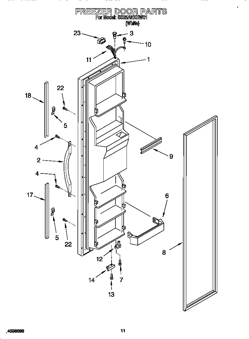 Kirkland SS25AEXHW01 freezer door diagram