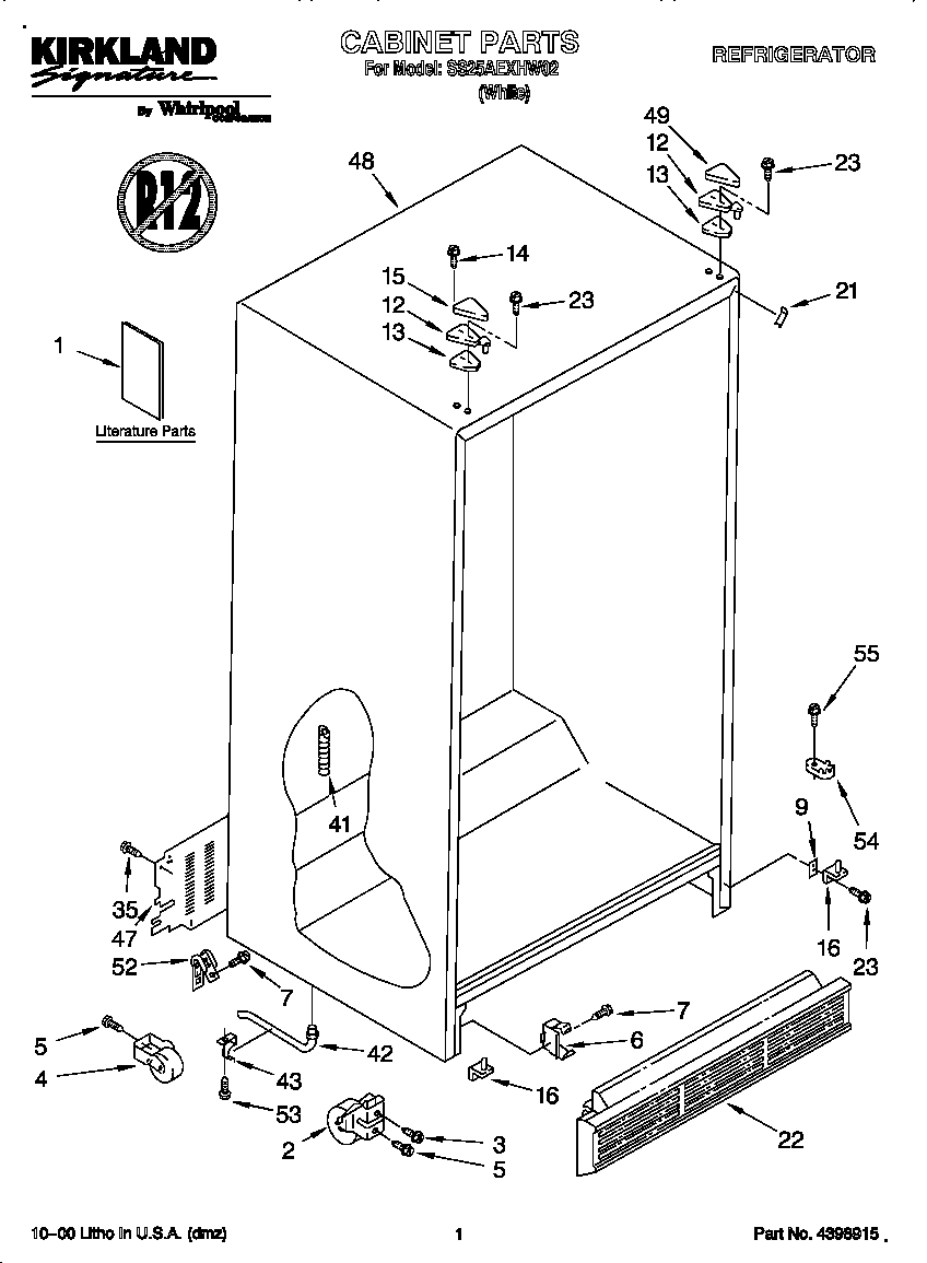 Kirkland SS25AEXHW02 cabinet diagram
