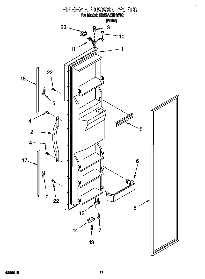 Kirkland SS25AEXHW02 freezer door diagram