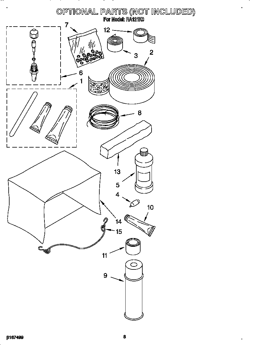Whirlpool RA121K0 optional parts diagram