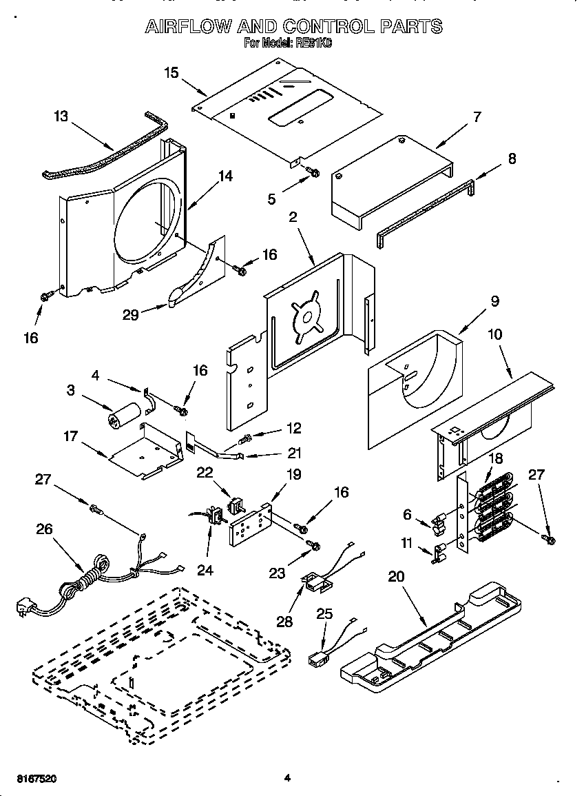 Whirlpool RE81K0 air flow and control diagram