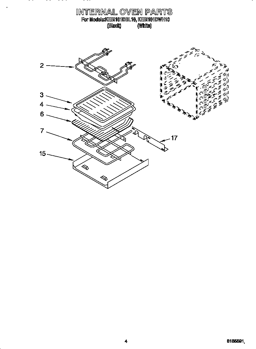 KitchenAid KEBI101DBL10 internal oven diagram