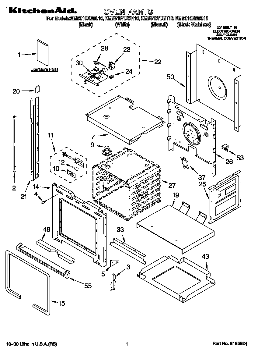 KitchenAid KEBS107DBT10 oven diagram