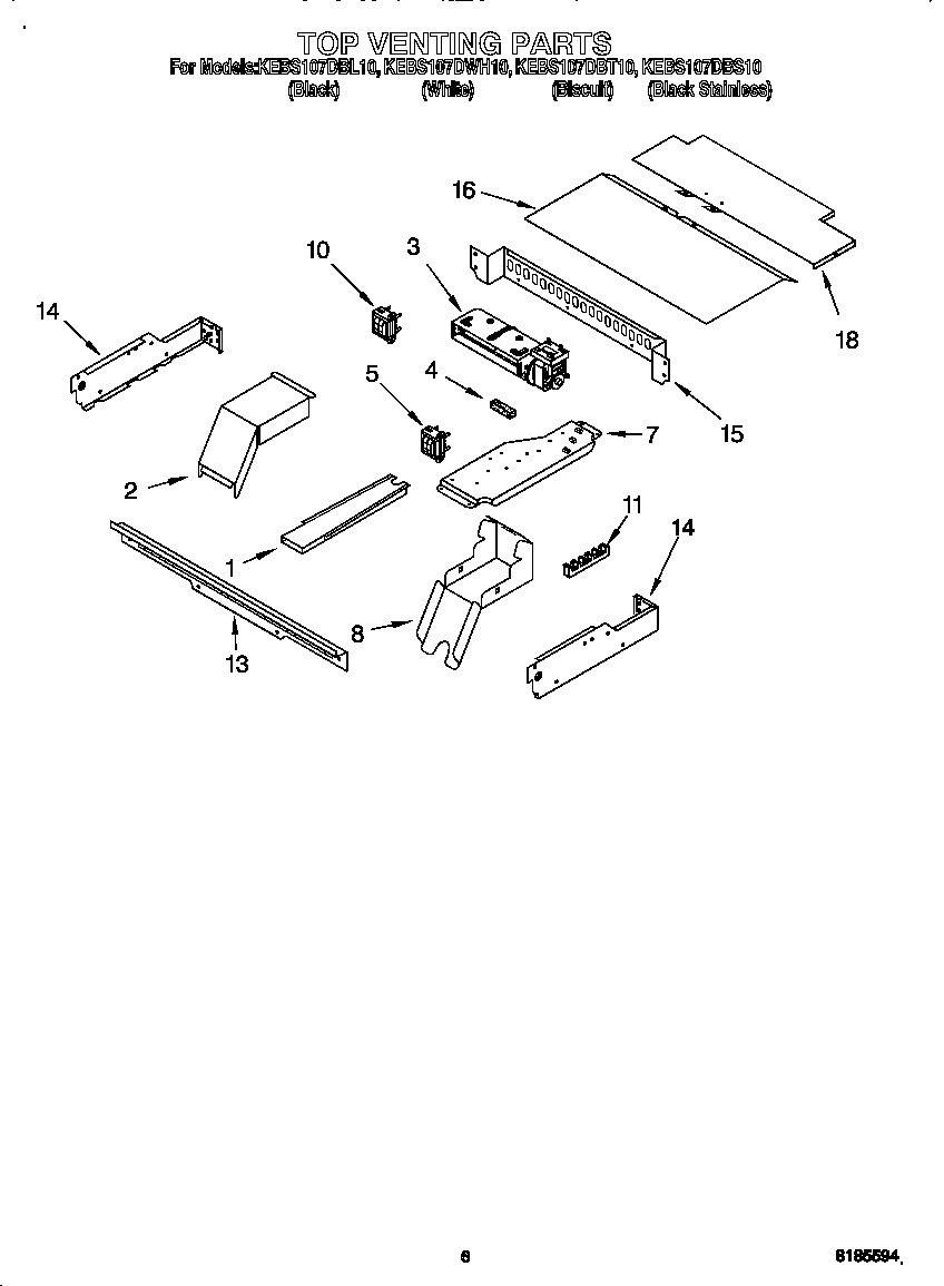 KitchenAid KEBS107DBT10 top venting diagram