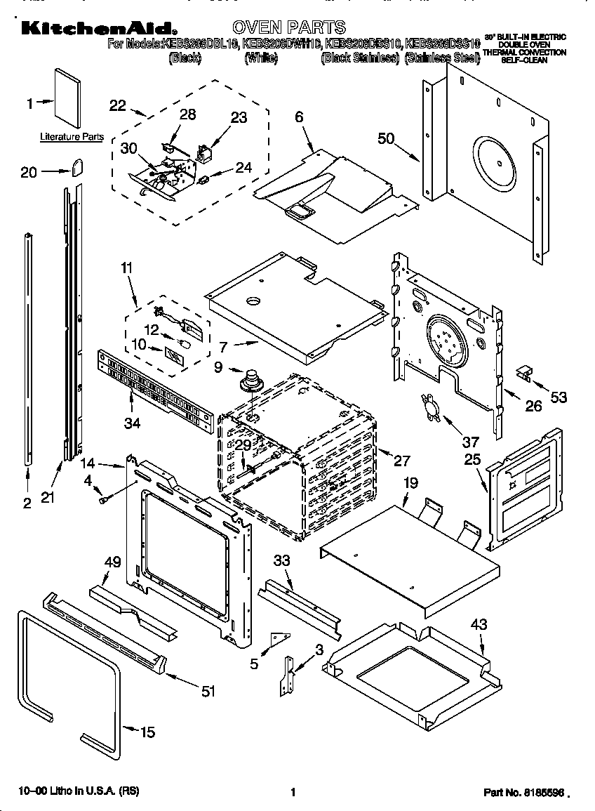 KitchenAid KEBS208DBL10 oven diagram