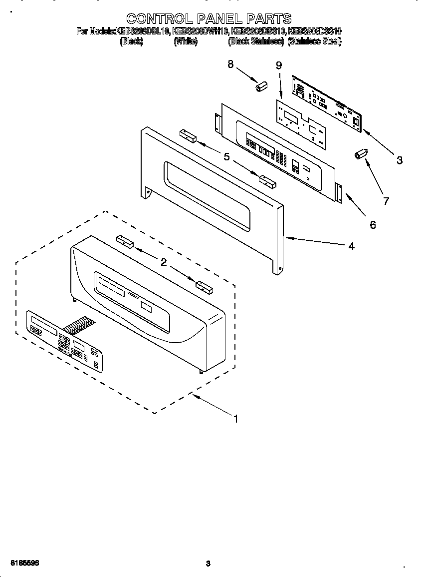 KitchenAid KEBS208DBL10 control panel diagram