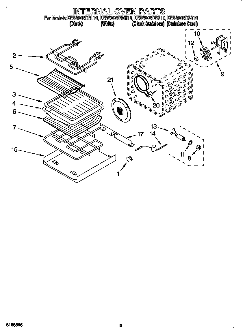 KitchenAid KEBS208DBL10 internal oven diagram