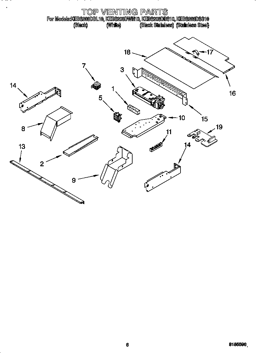 KitchenAid KEBS208DBL10 top venting diagram