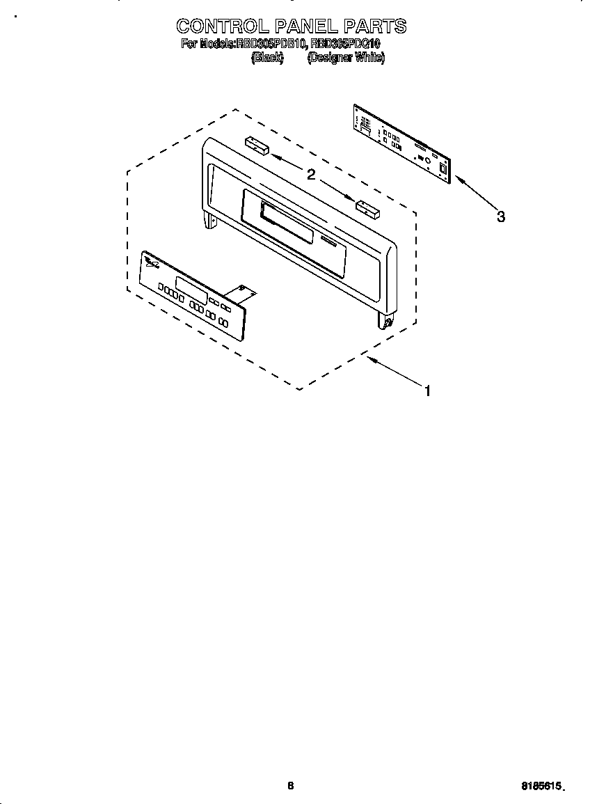 Whirlpool RBD305PDQ10 control panel diagram