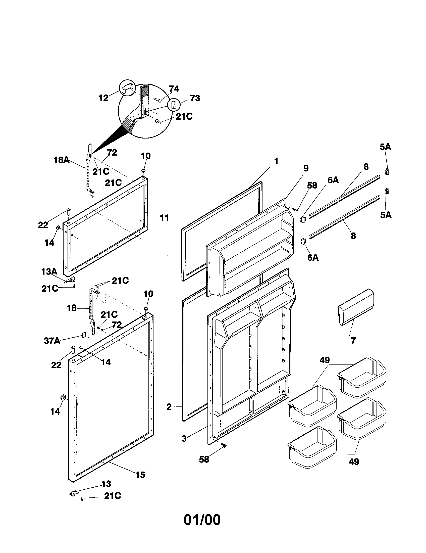 Kenmore 25360152991 door diagram