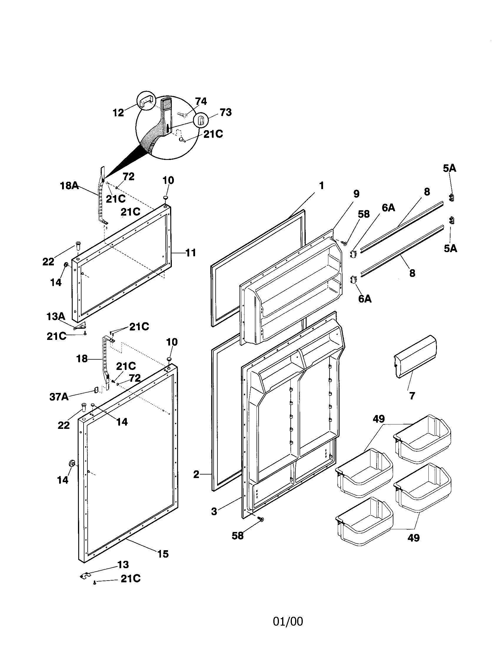 Kenmore 25360137991 door diagram