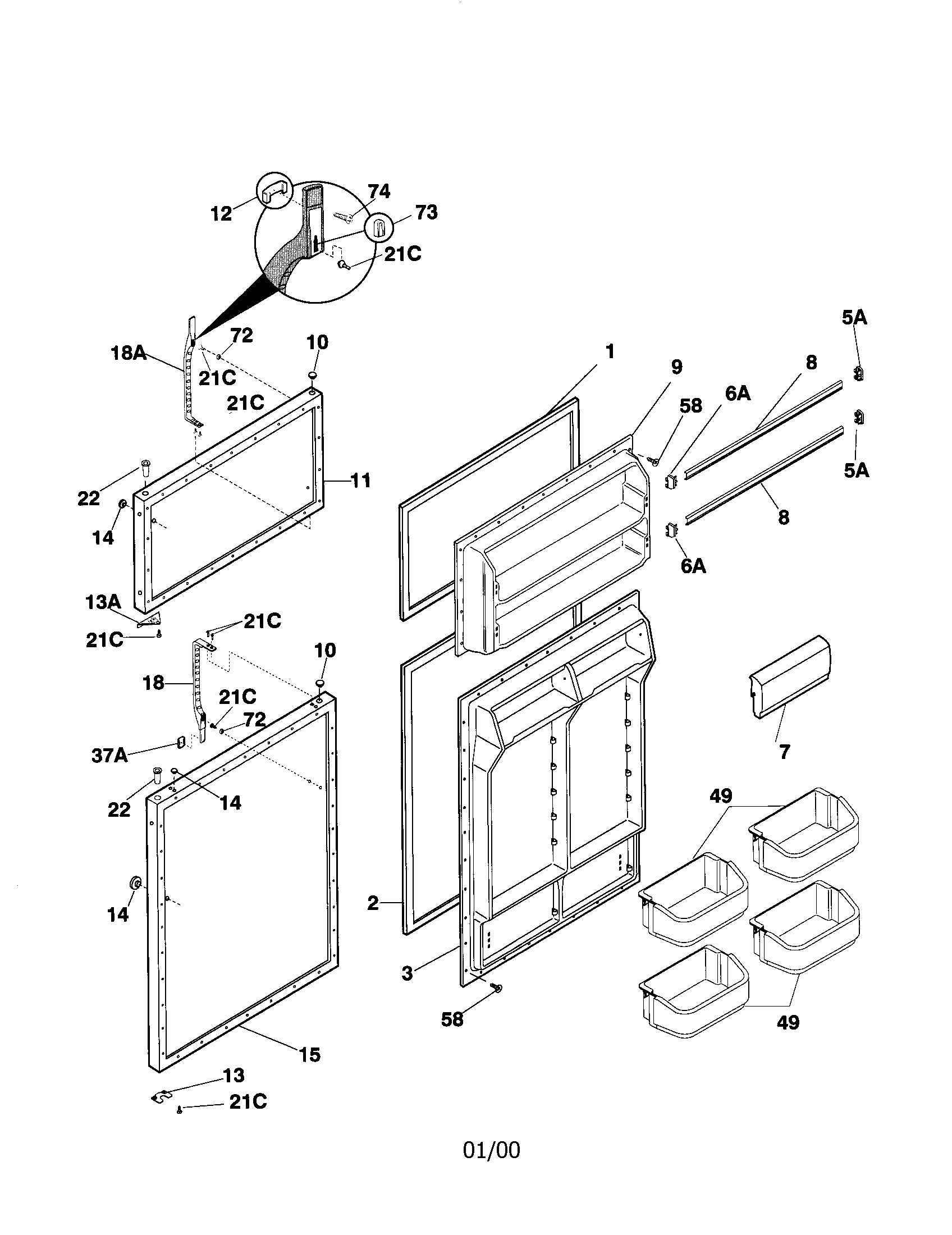 Kenmore 25370157991 door diagram