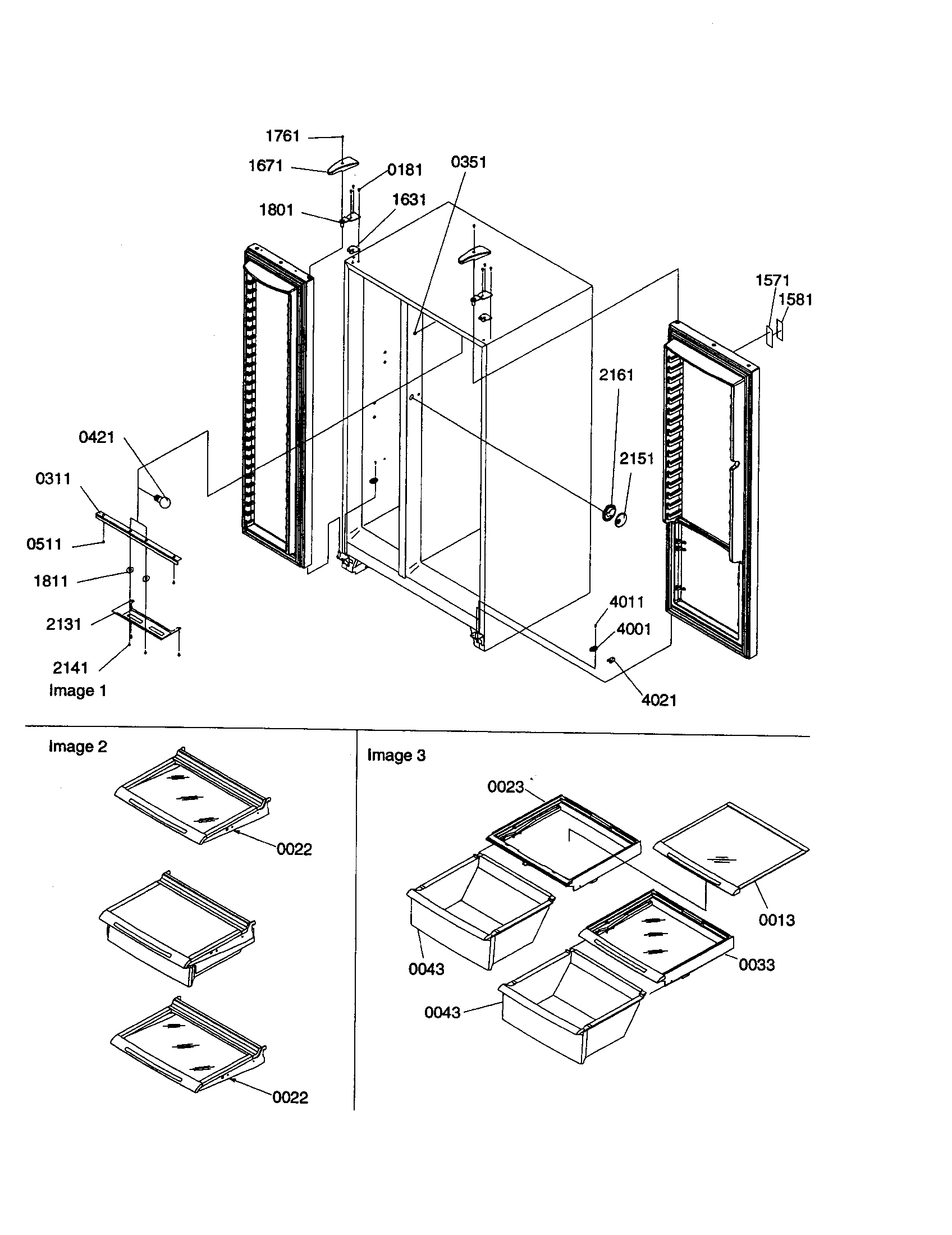 Amana SX23VW-P1315401WW lights, hinges, shelving diagram