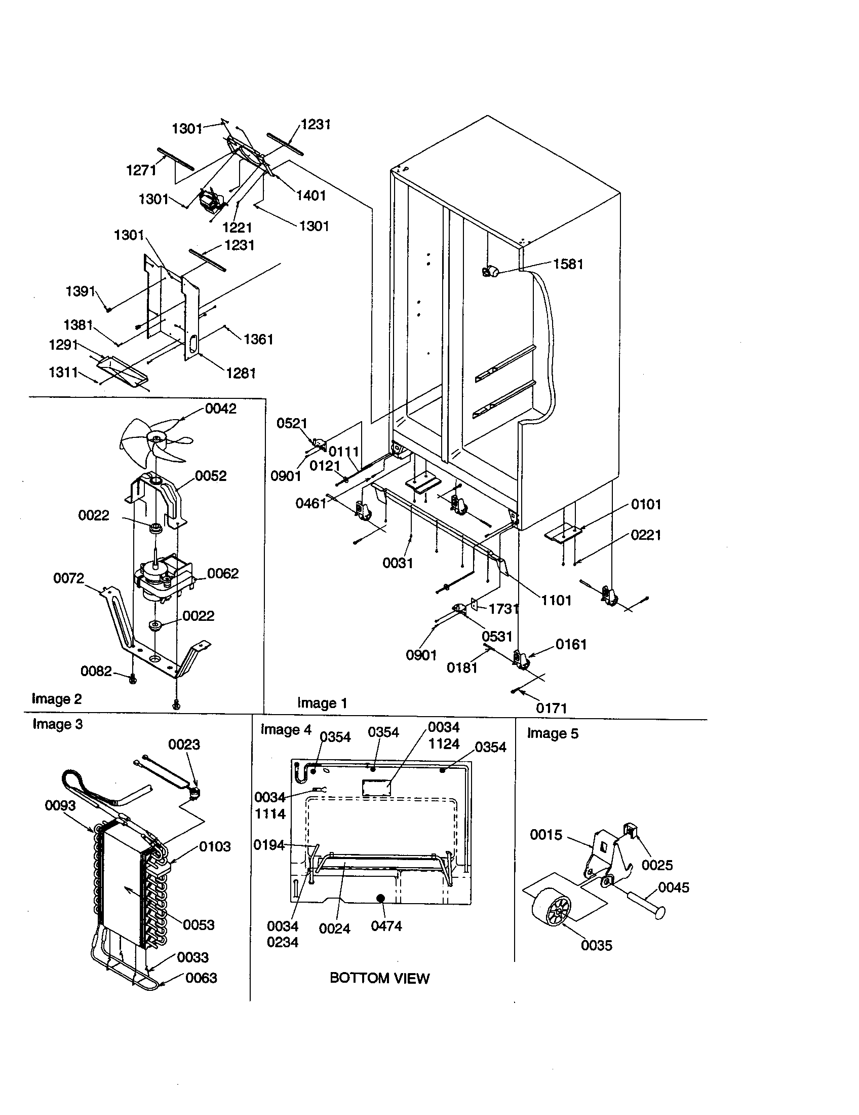 Amana SX23VW-P1315401WW drain systems/rollers/evaporator diagram