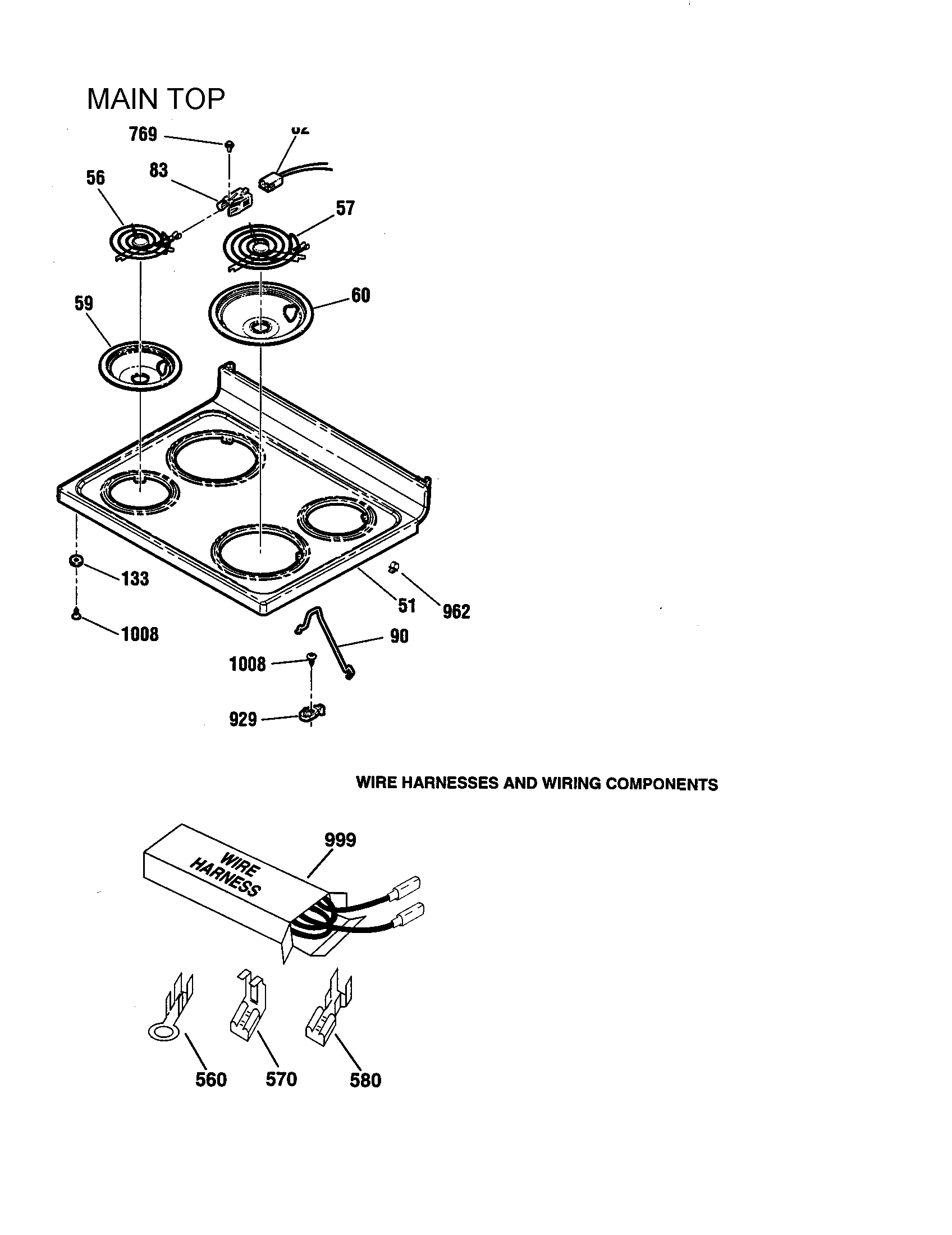Kenmore 91193148990 main top/wire harness/components diagram