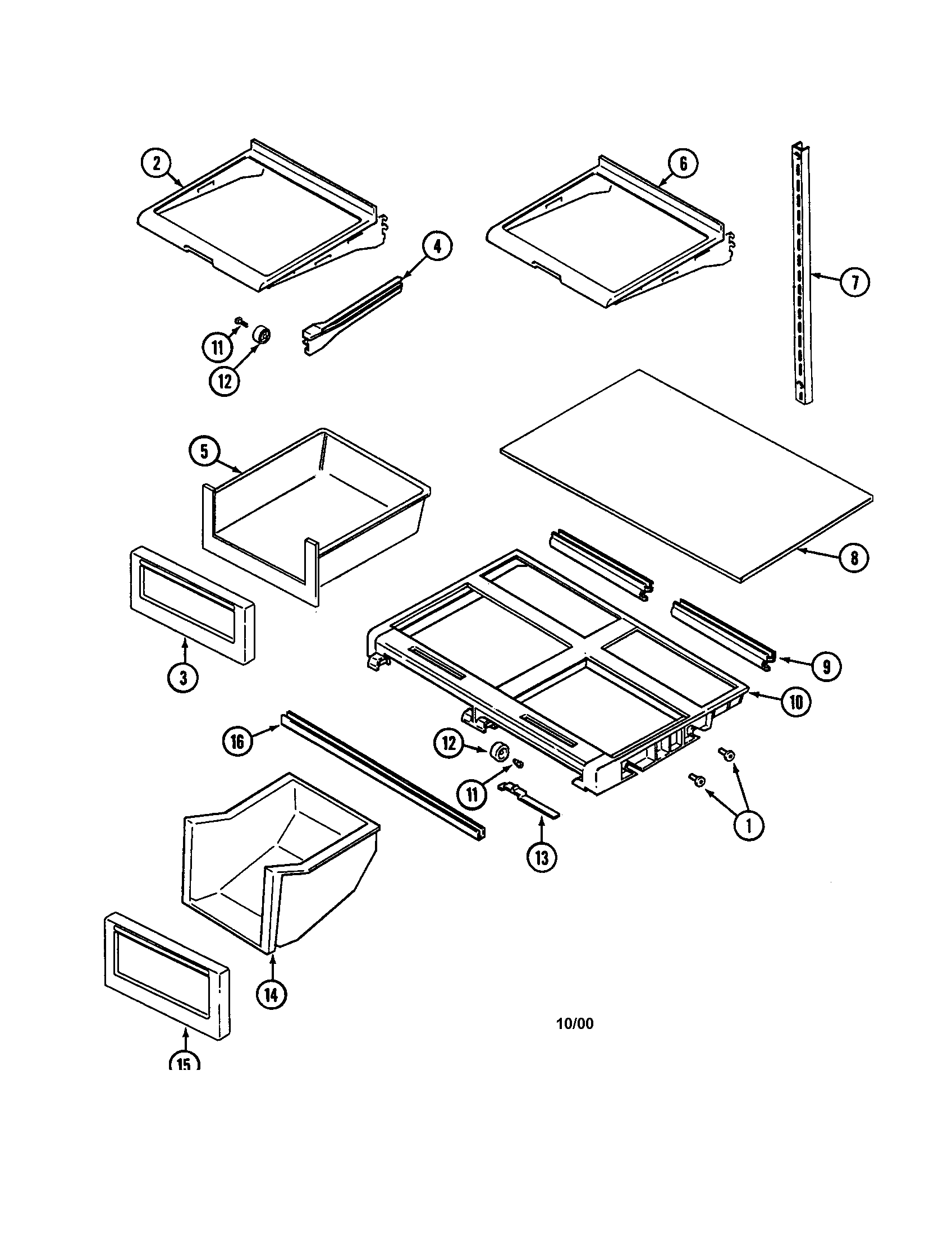 Maytag MTB2448DRW shelves and accessories diagram