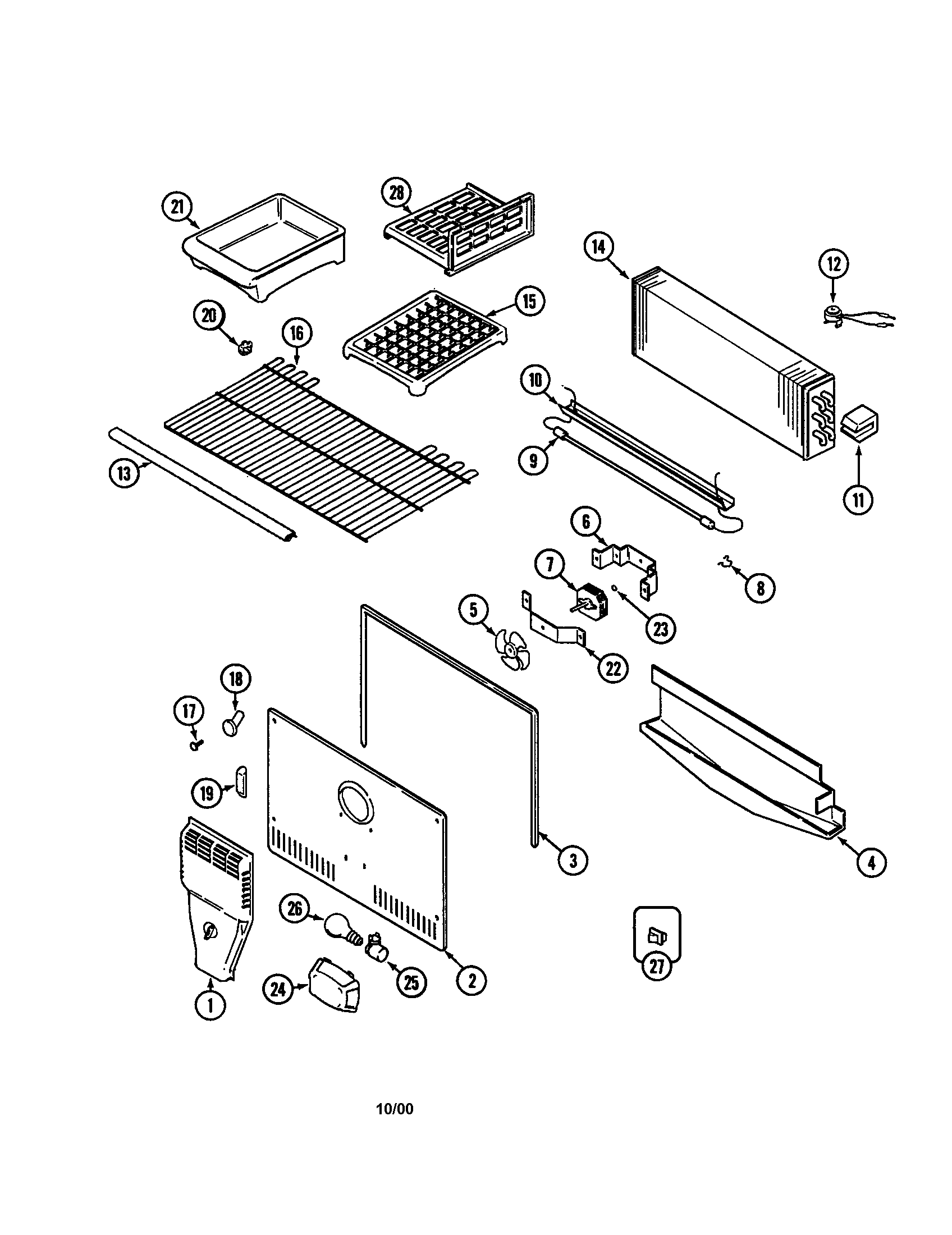 Maytag MTB2448DRW freezer compartment diagram