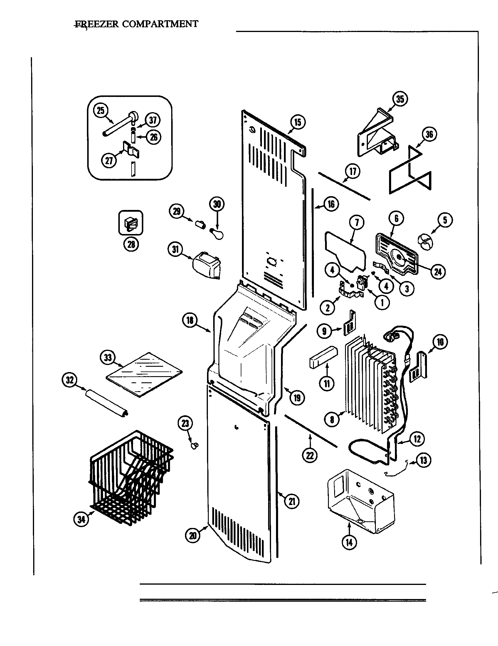 Maytag MSD2554ARA freezer compartment diagram