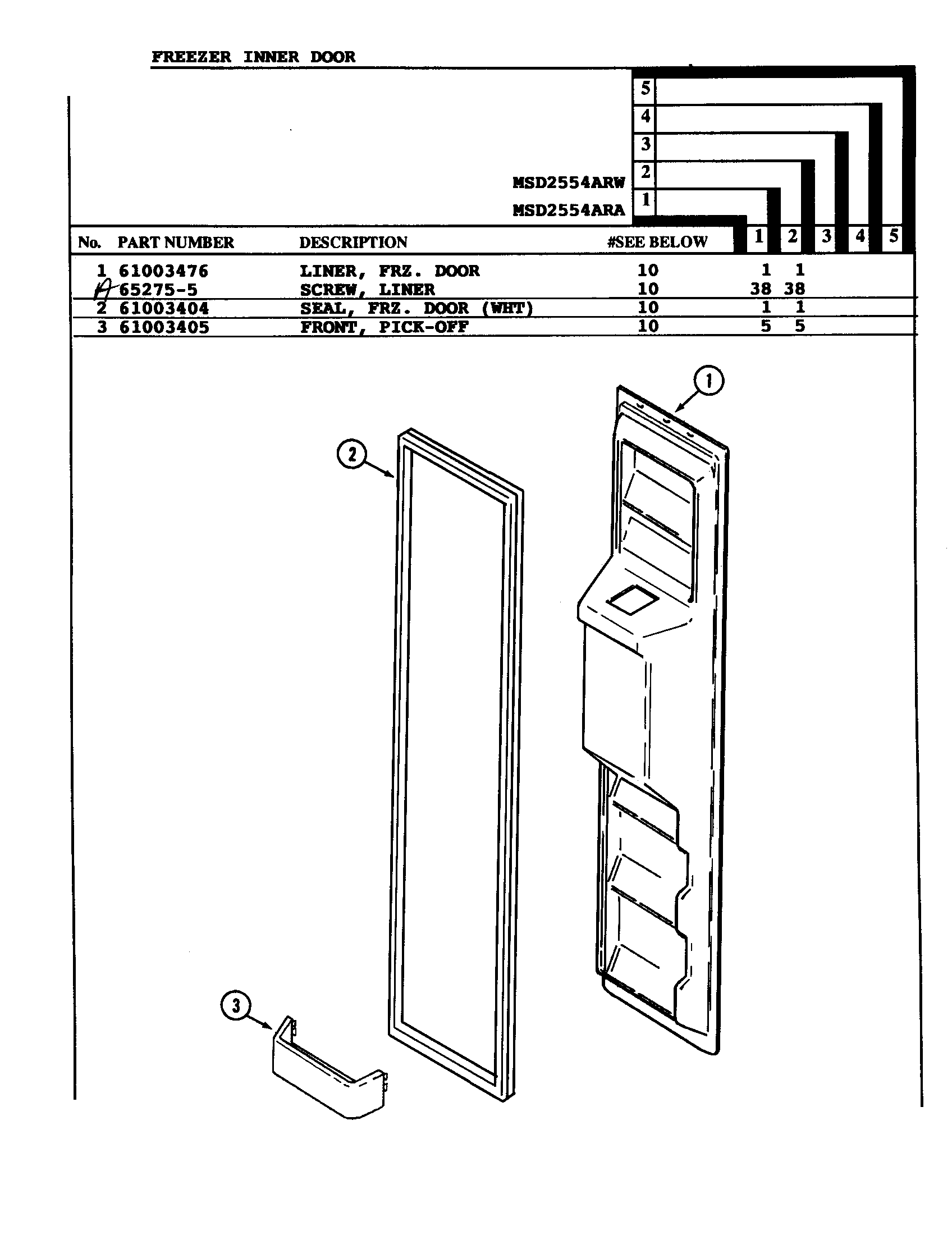 Maytag MSD2554ARA freezer inner door diagram