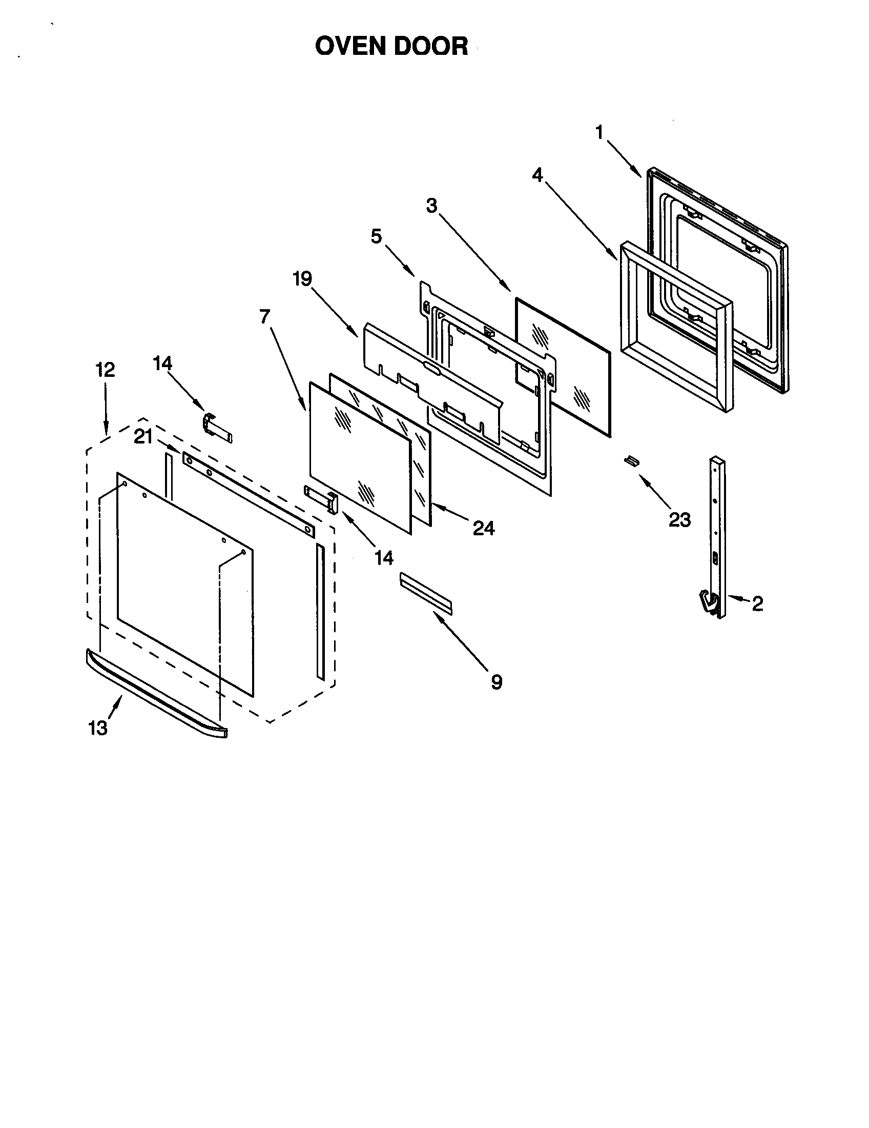 Whirlpool GBS307PDB3 oven door diagram