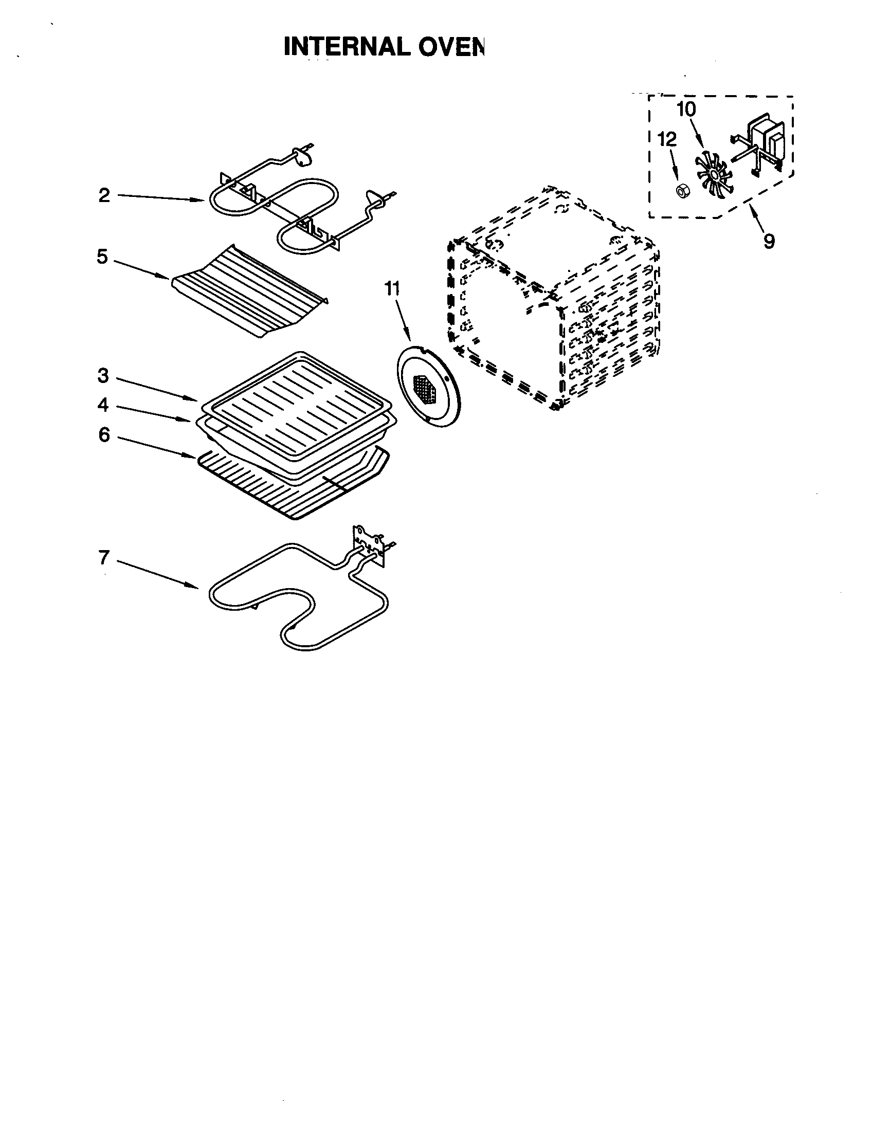Whirlpool GBS307PDB3 internal oven diagram