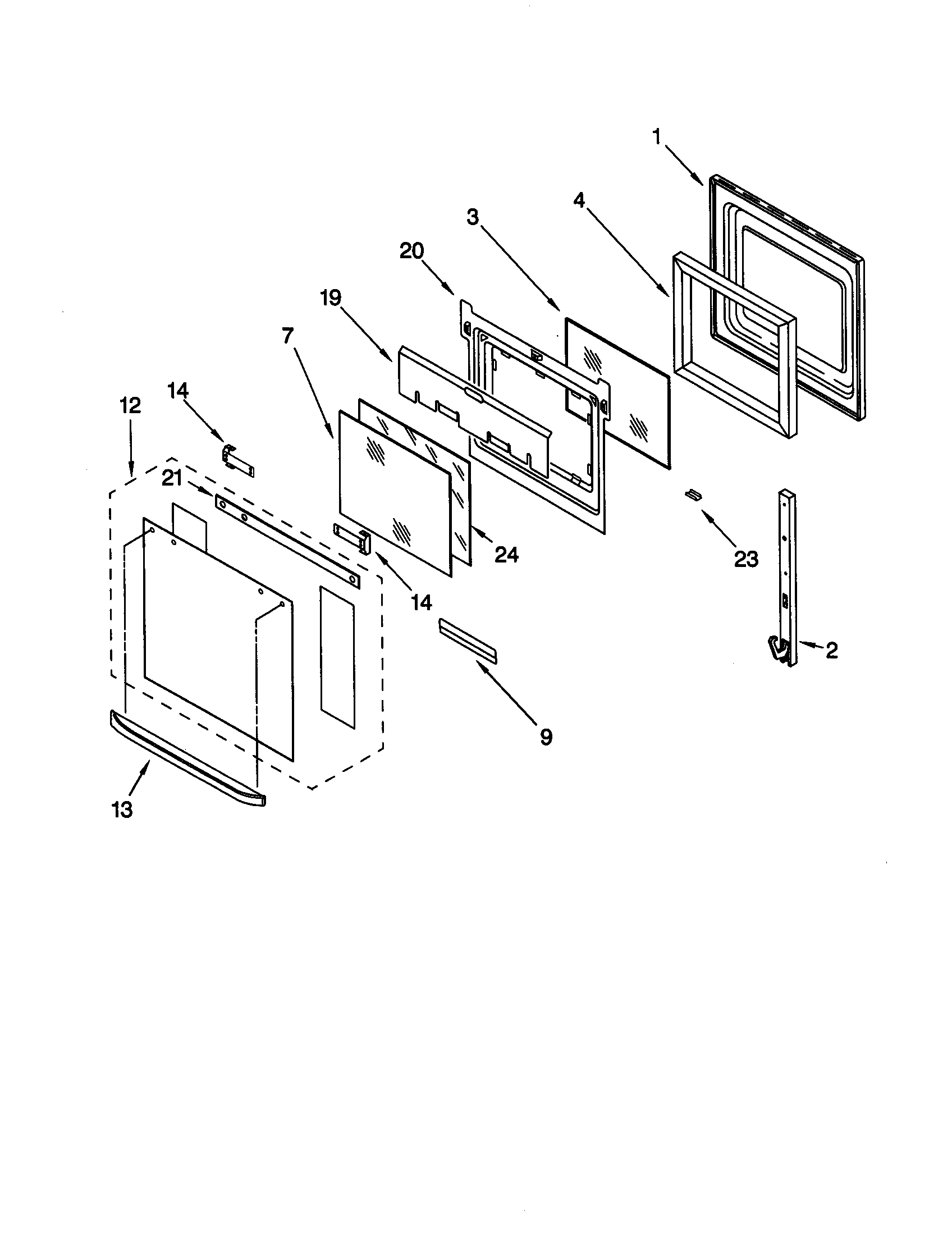 Whirlpool RBD306PDQ7 oven door diagram