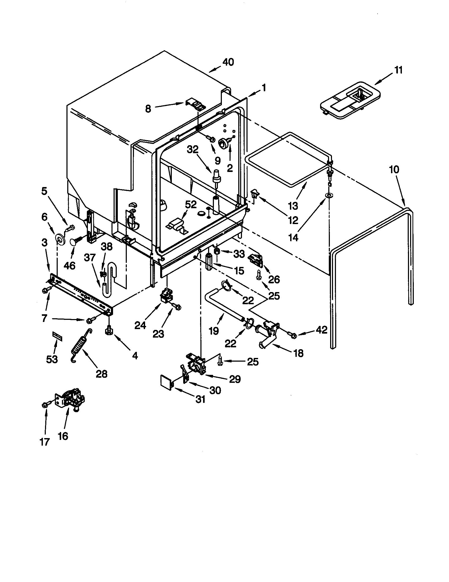 Whirlpool DP840DWGX1 tub assembly diagram