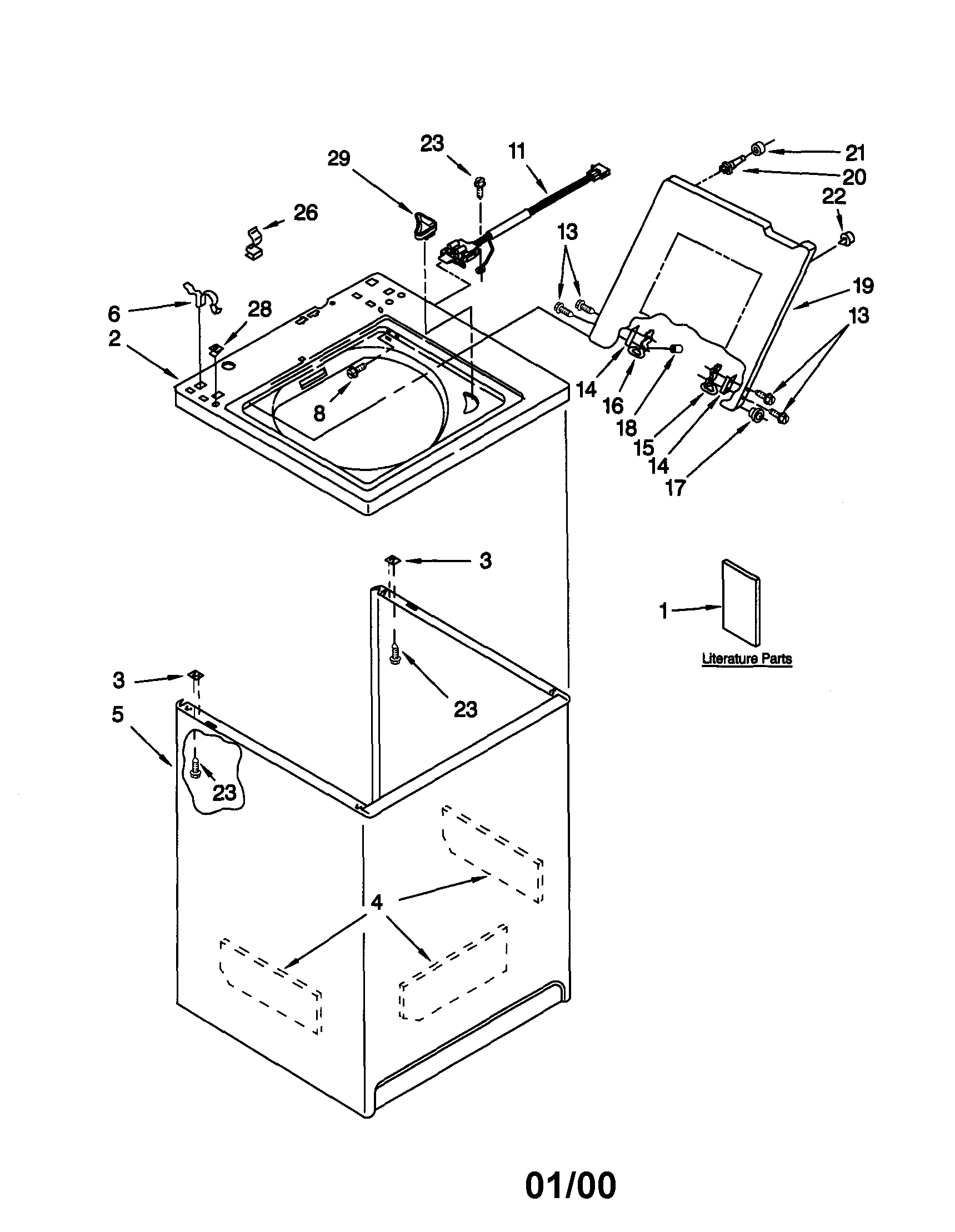 Kenmore 11020902990 top and console diagram
