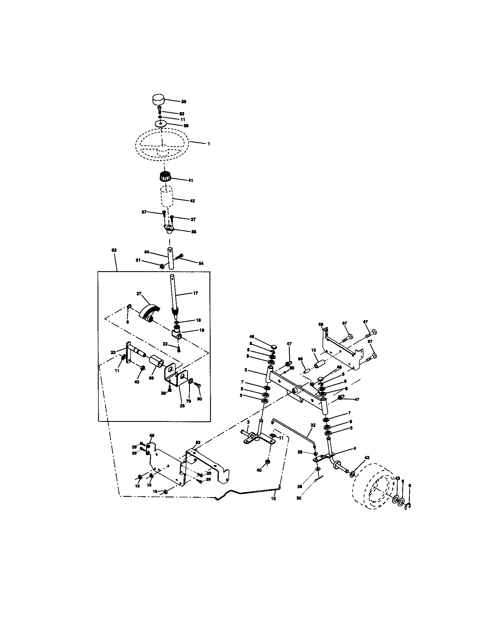 Craftsman 917270654 steering assembly diagram
