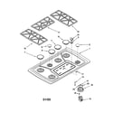 KitchenAid KGCS127GBL1 cooktop/burner/grate diagram