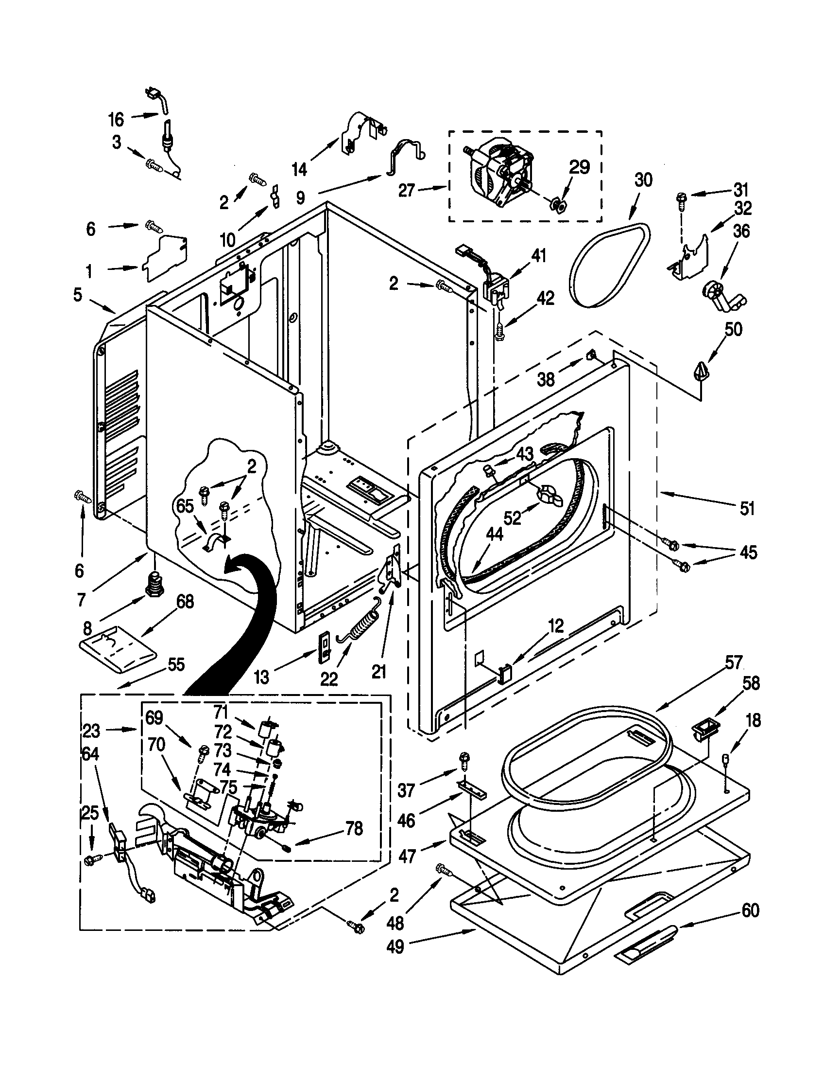 Kenmore 11070722990 cabinet diagram