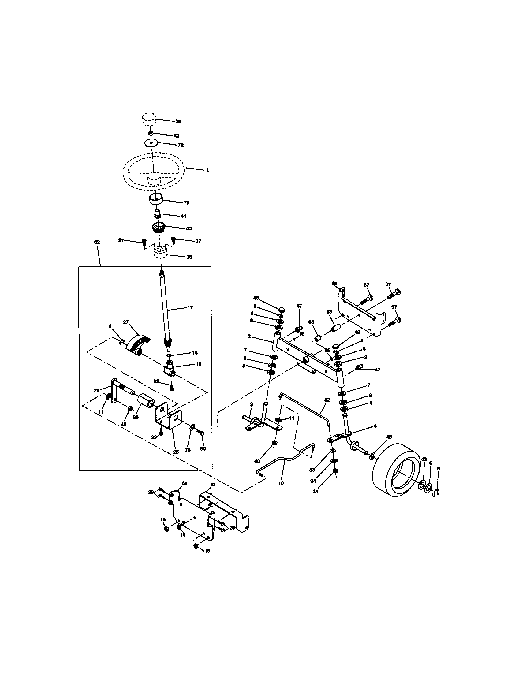 Craftsman 917272200 steering assembly diagram