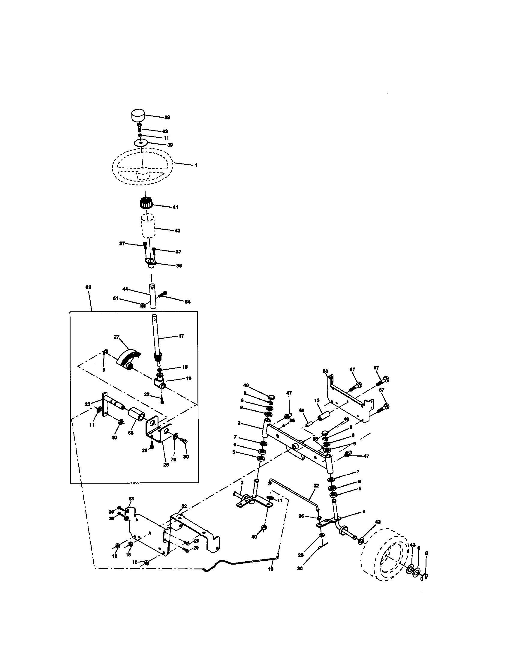 Craftsman 917270963 steering assembly diagram